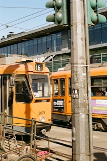 a couple of trains that are next to each other