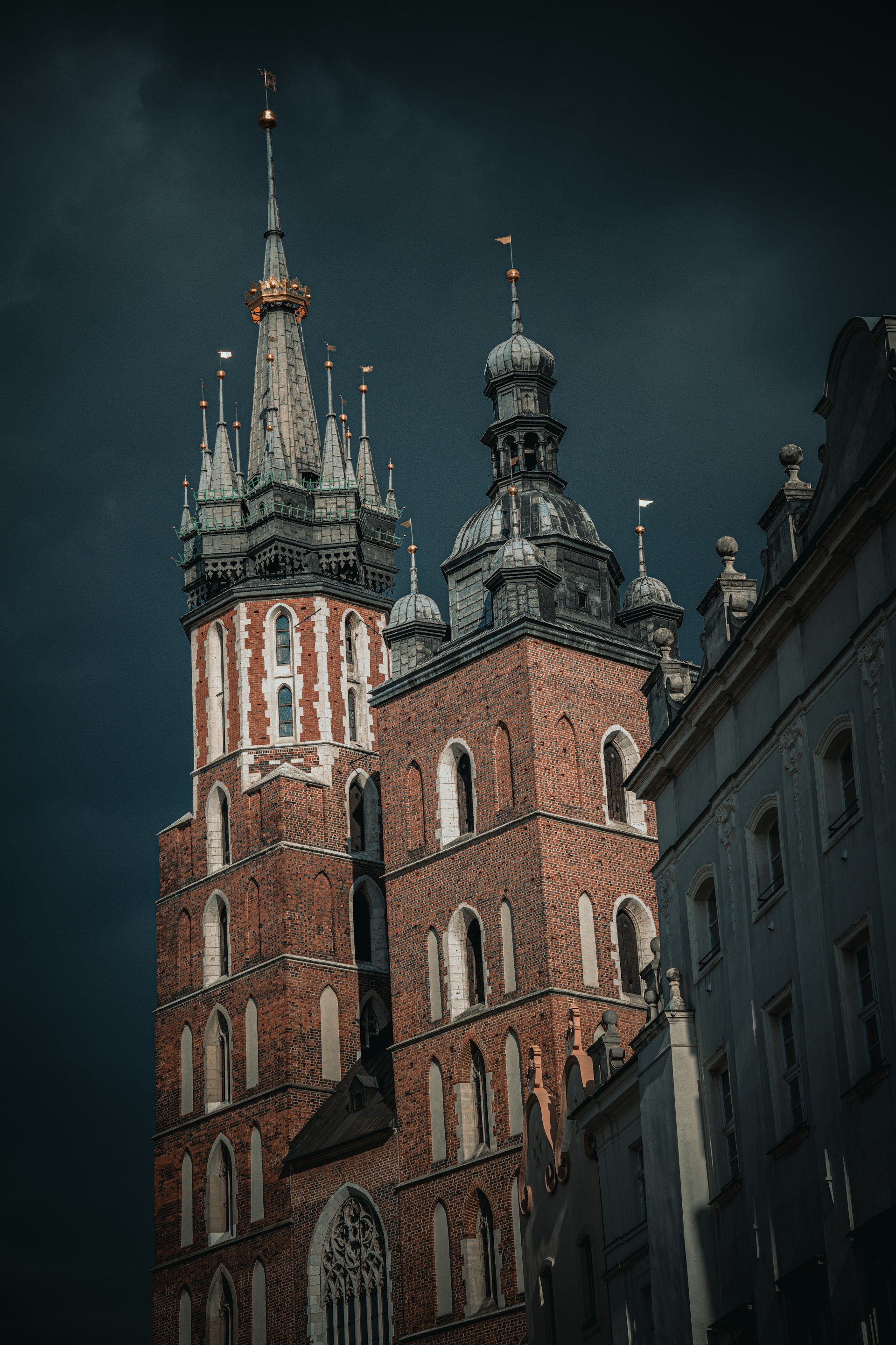 a very tall building with a clock on it's side