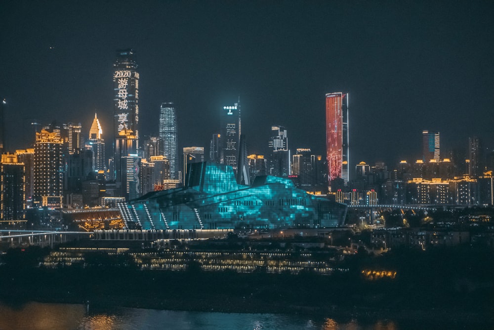 a view of a city at night from across the water