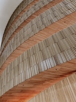 A close-up of a beautifully crafted wooden frame structure.