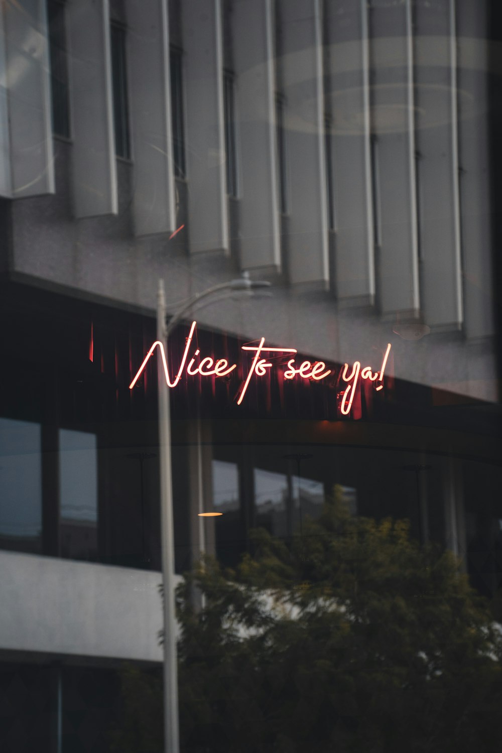 a neon sign that reads nice to see you