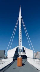 Modern pedestrian bridge made of pultruded PRFV with sleek guardrails