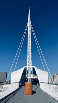 Modern pedestrian bridge made of pultruded PRFV with sleek guardrails