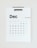 A minimalistic wall calendar for December 2023, with days of the week listed at the top starting from Monday. The calendar is predominantly white with black text and a subtle touch of gold used for Sundays and the number 25, suggesting Christmas.
