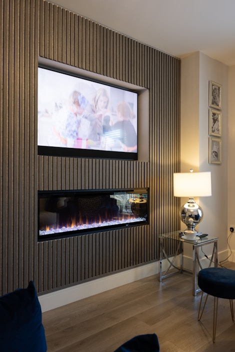 Modern decorative PVC wall panels in a cozy living room setting