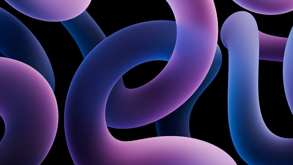 a black background with blue and purple shapes