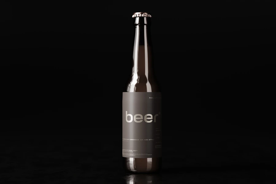 Beer bottle on dark background