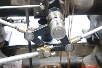 A close-up of machinery parts with a metallic finish.