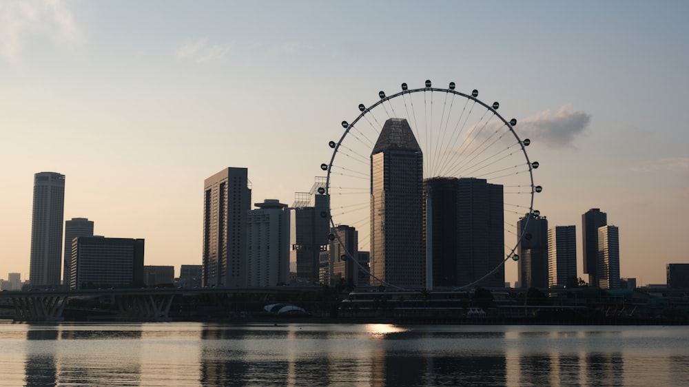 a large ferris wheel in the middle of a city