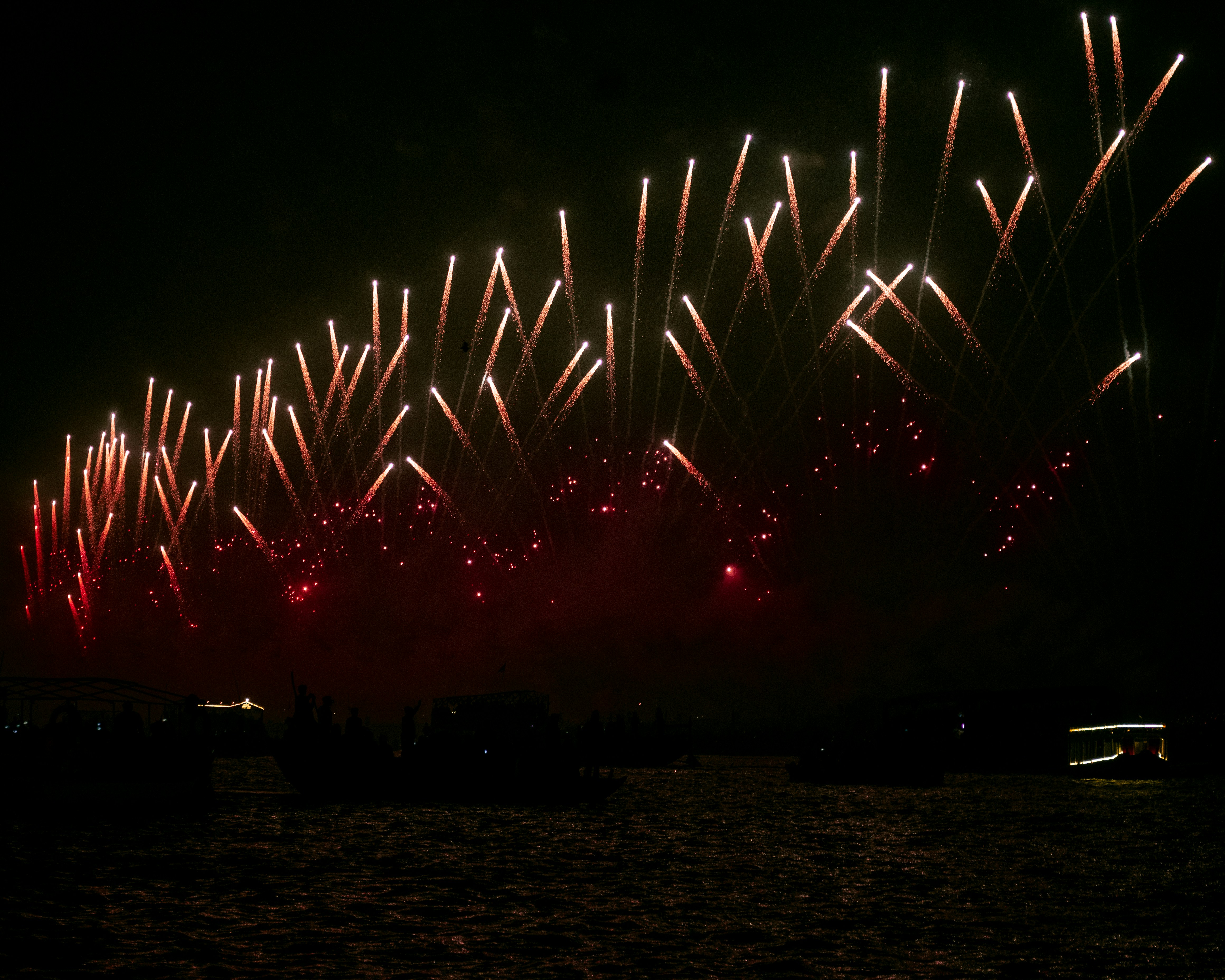 a bunch of fireworks are lit up in the night sky