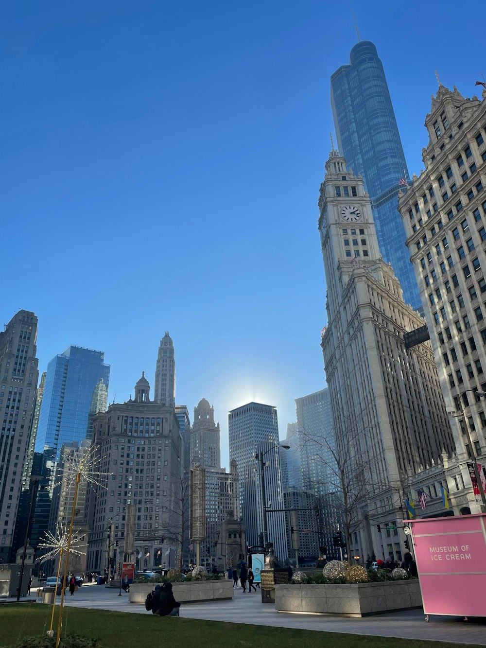 a view of a city with tall buildings