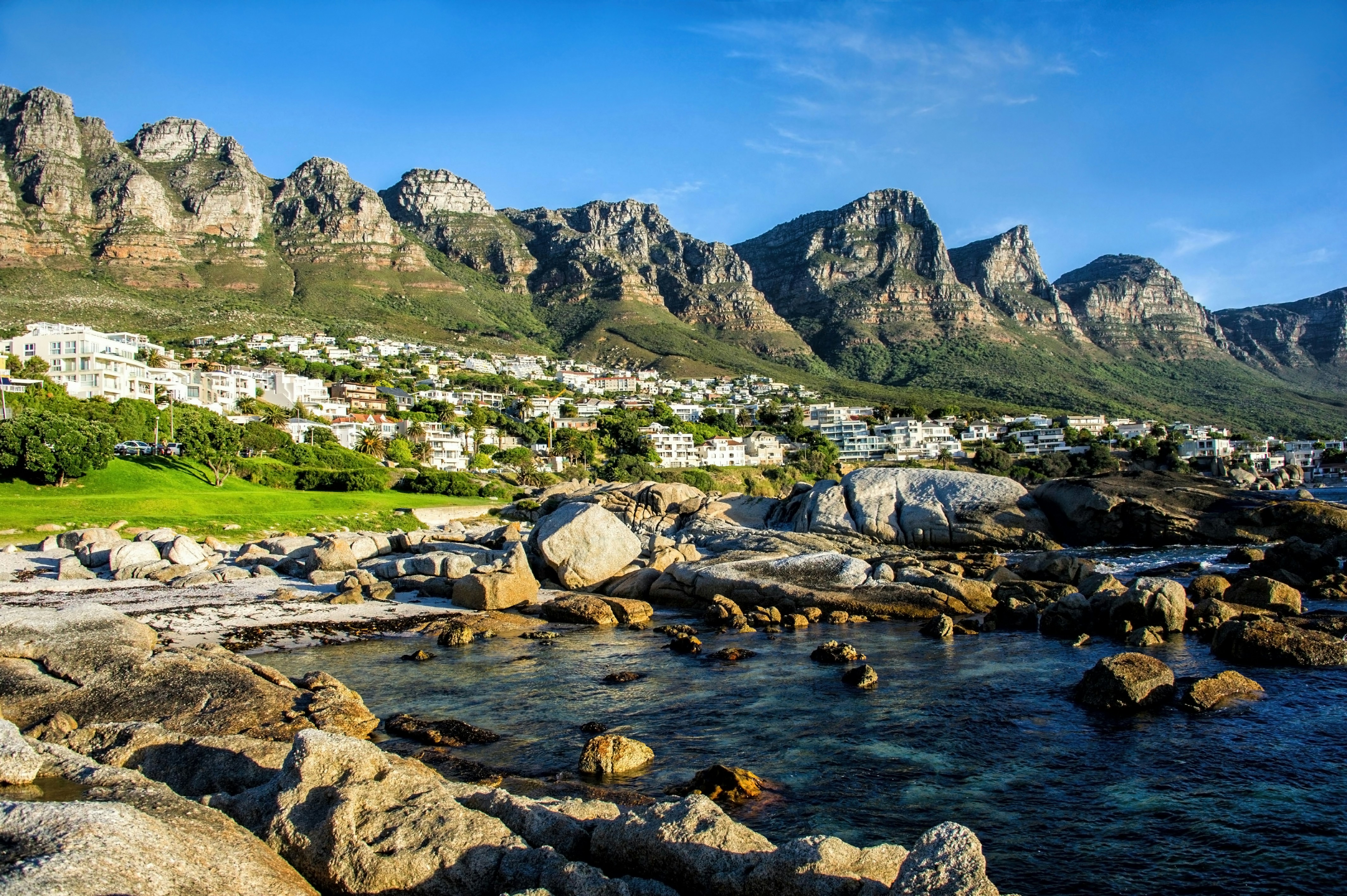 A view of the 12 Apostles mountain range in Cape Town, South Africa.