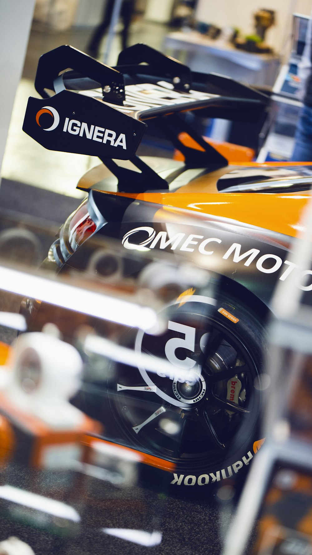 a close up of the front of a racing car
