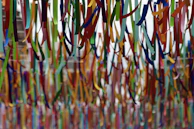 A playful arrangement of pastel-colored ribbons fluttering in a gentle breeze.