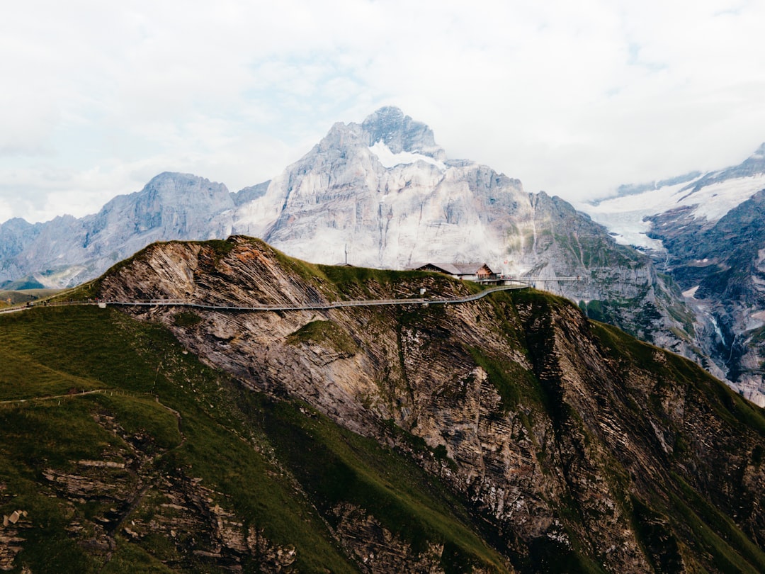 a mountain with a road going through it,