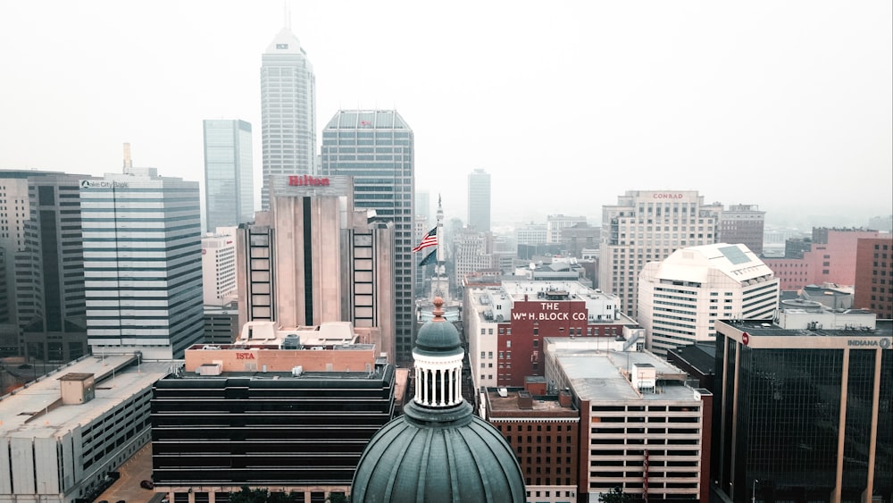 a view of a city from a tall building