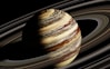 the planet saturn with its rings spinning around it