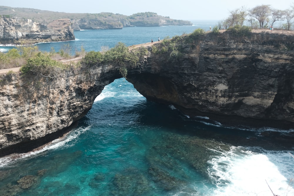 a view of the ocean from a cliff