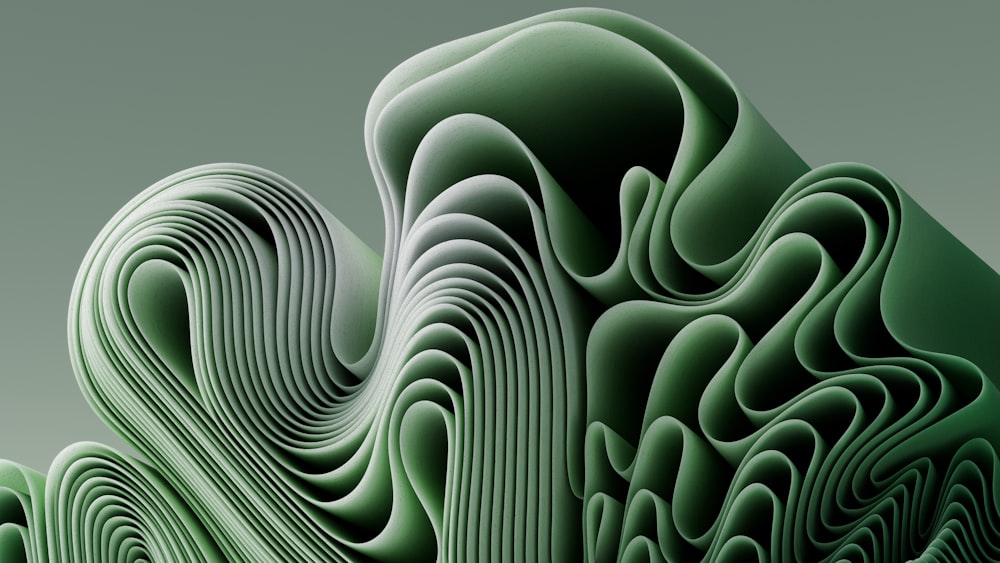 a computer generated image of a green object
