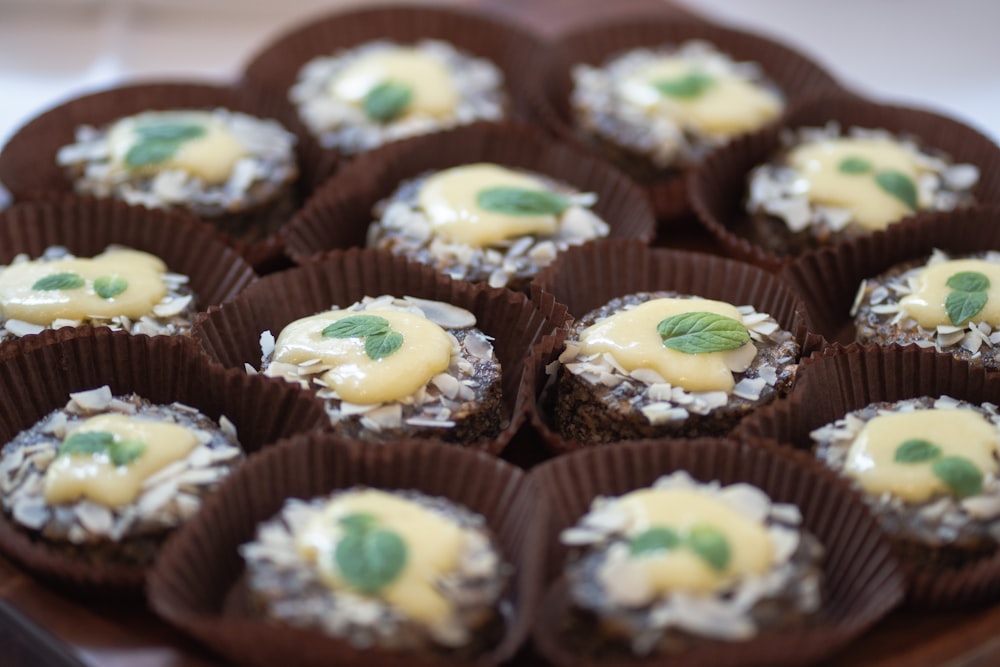 a close up of a plate of chocolates with toppings