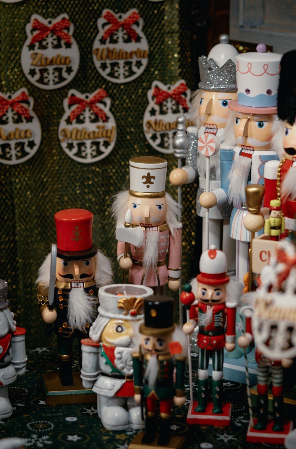 a group of nutcrackers are standing next to each other