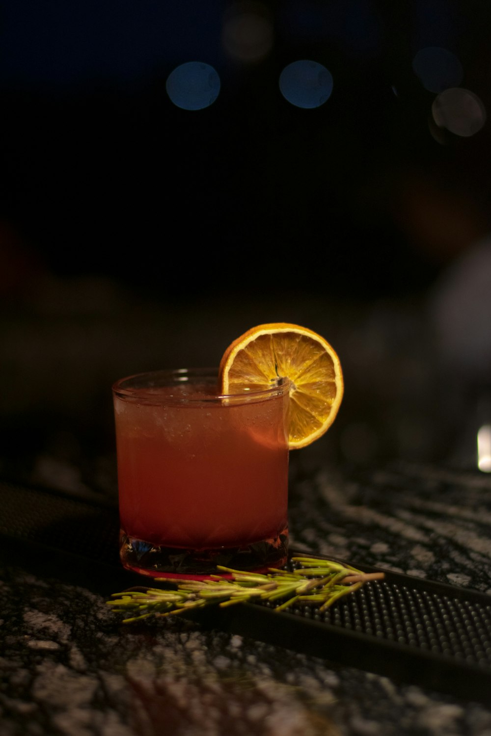 a close up of a drink on a table