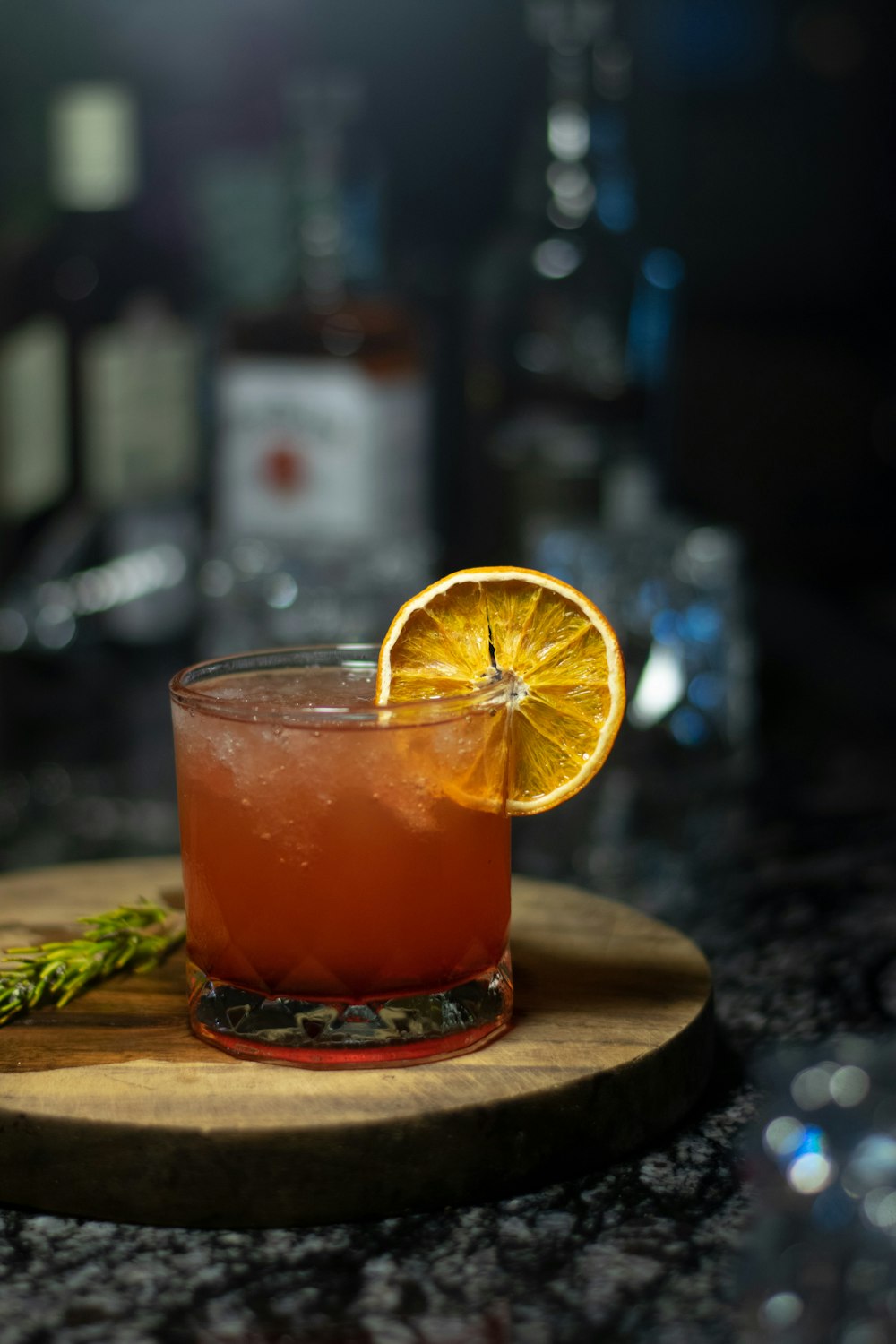 a close up of a drink on a table