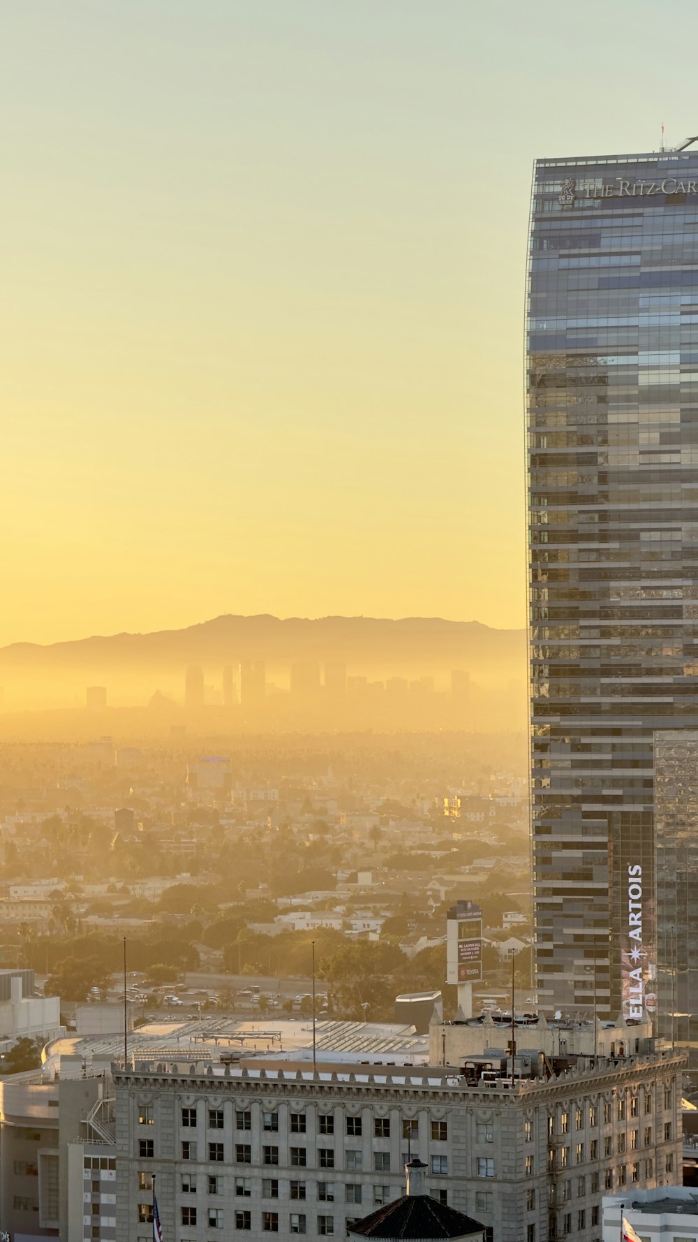 a view of a city from a tall building