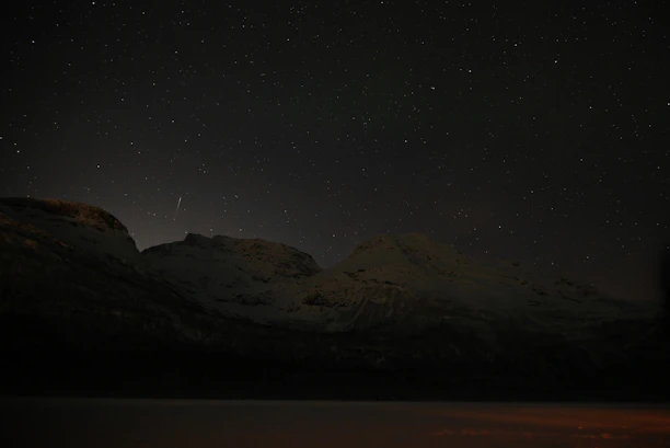 A serene Bhutanese valley under a vast star-filled midnight blue sky.