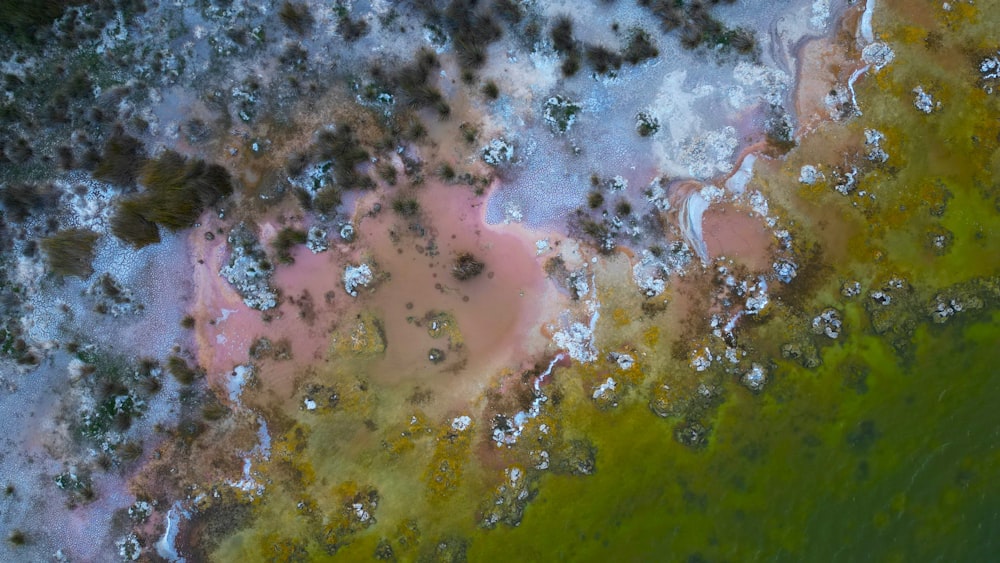 an aerial view of a body of water