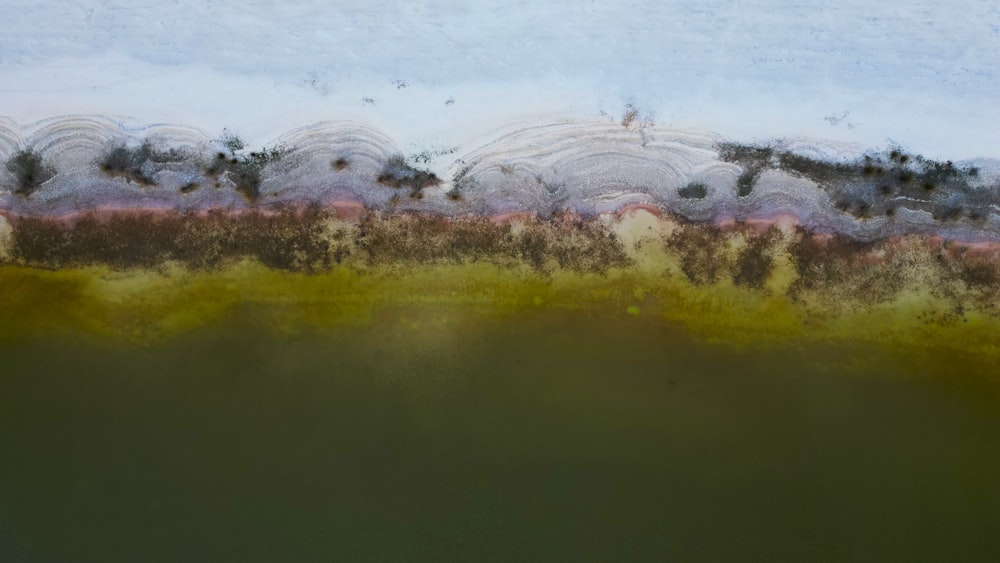 a painting of a field with trees in the background