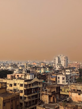 a view of a city with tall buildings