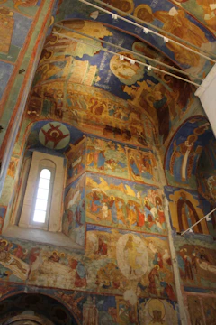 Close-up of detailed wall painting in a residential home.