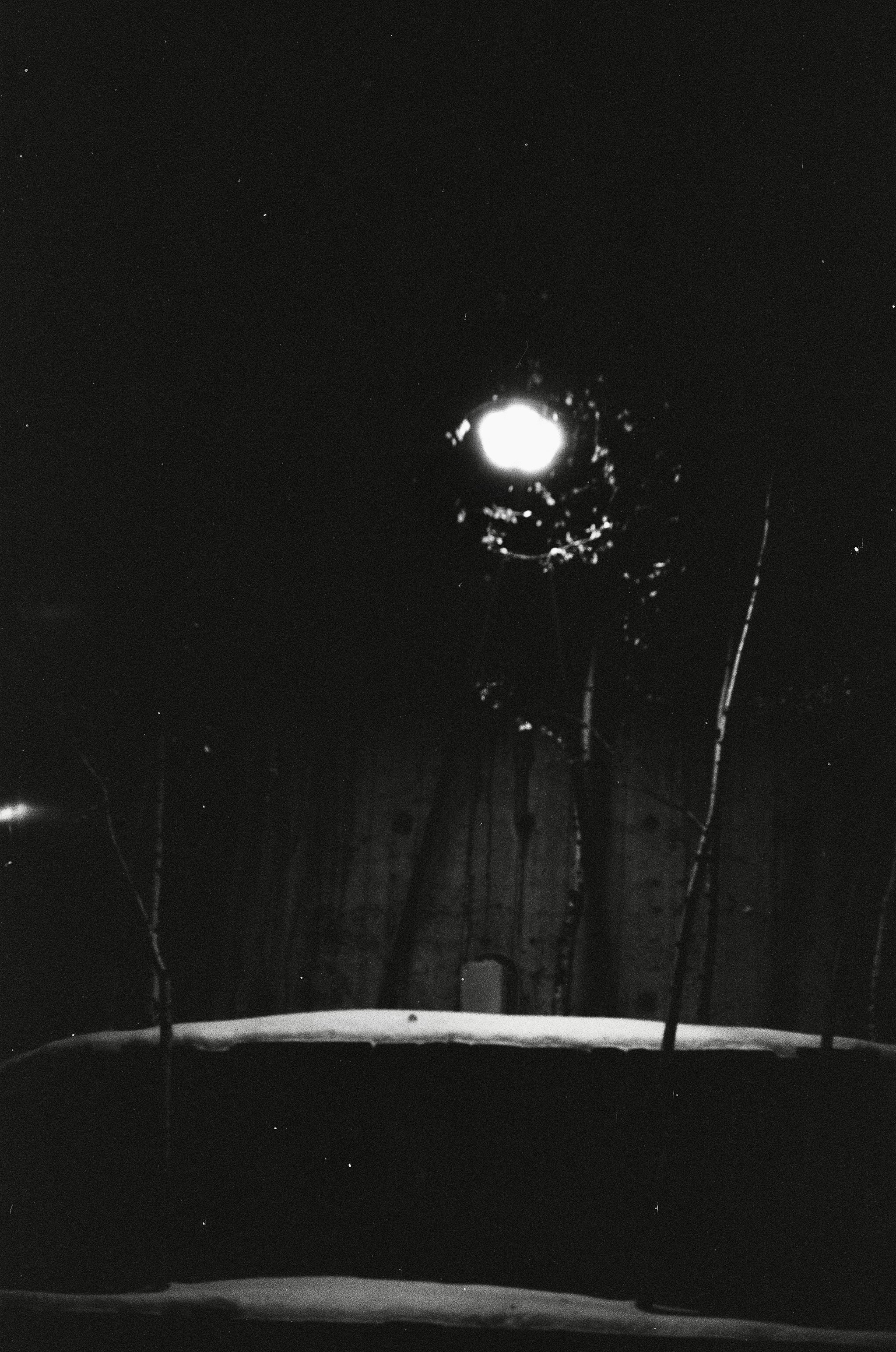 a black and white photo of a street light