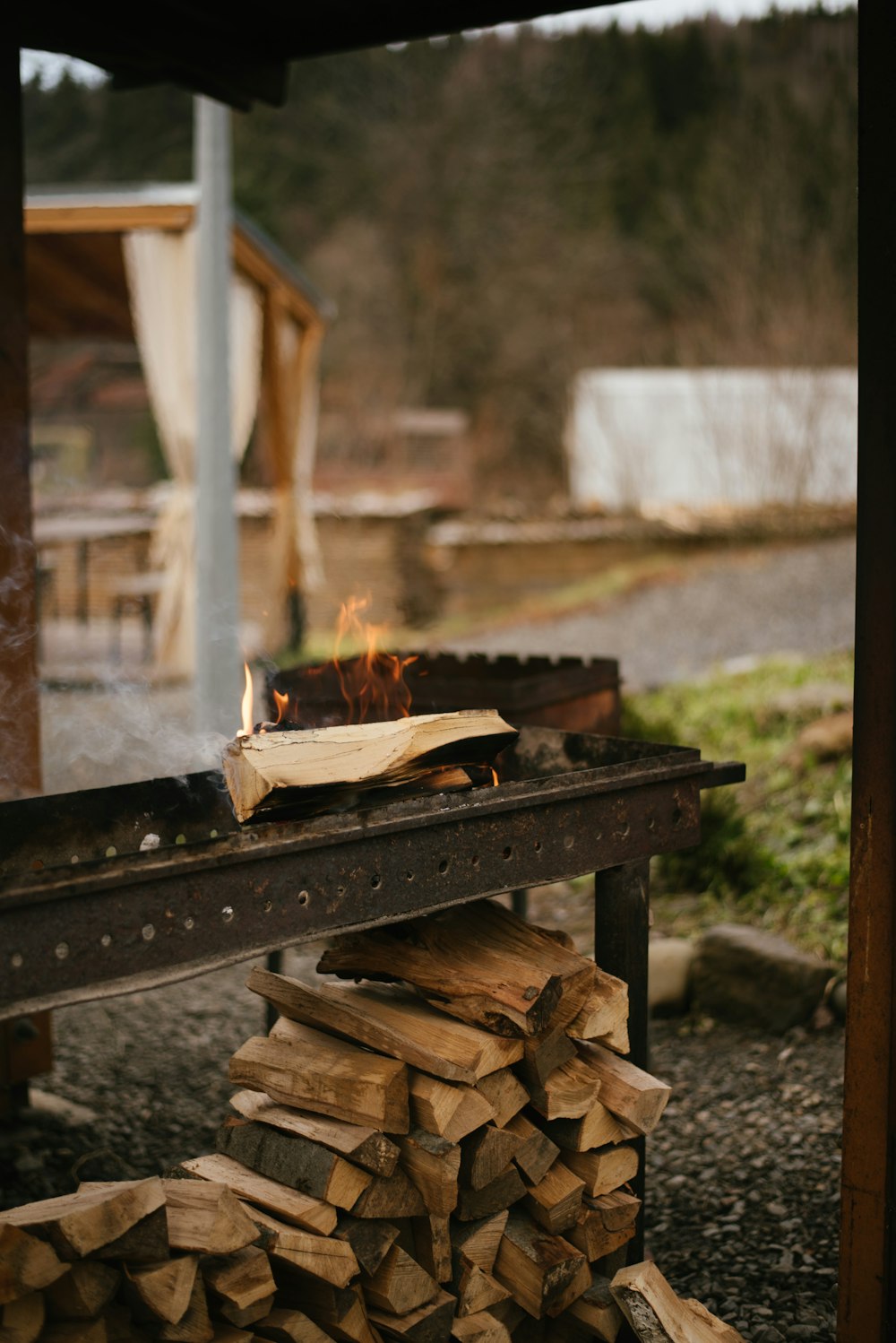 a pile of wood sitting on top of a table