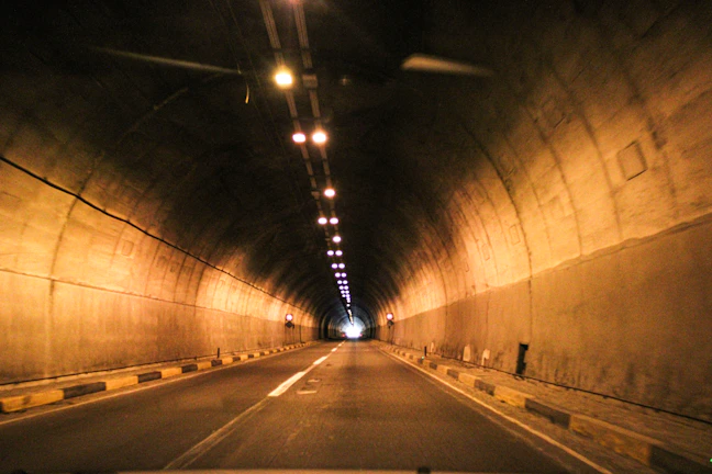 Finished section of the fiber tunnel with smooth, clean edges in the earth.
