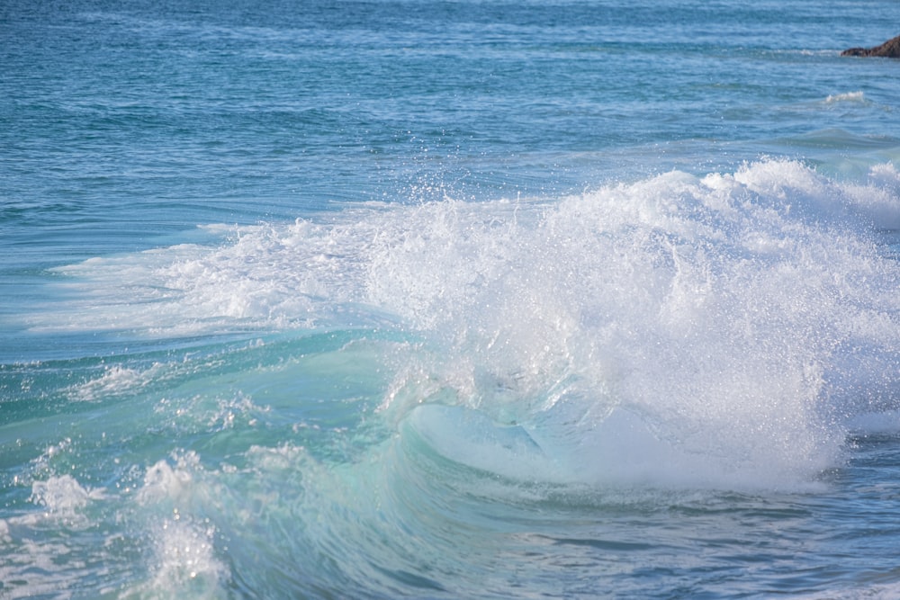 un homme chevauchant une vague sur une planche de surf