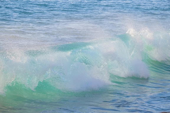 A vibrant blue ocean wave crashing under a clear sky, symbolizing the Bluewave Festival spirit.