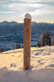 A corner view of a WPC post system firmly anchored in snowy Canadian outdoor conditions.