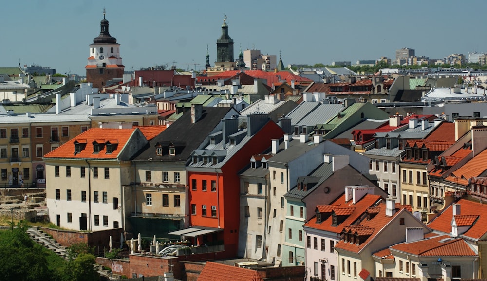 a view of a city with many buildings