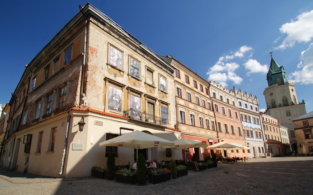 a group of buildings sitting next to each other