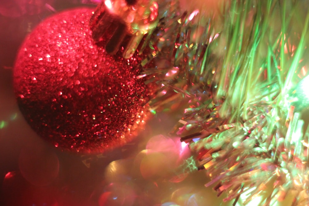 a close up of a christmas ornament on a tree