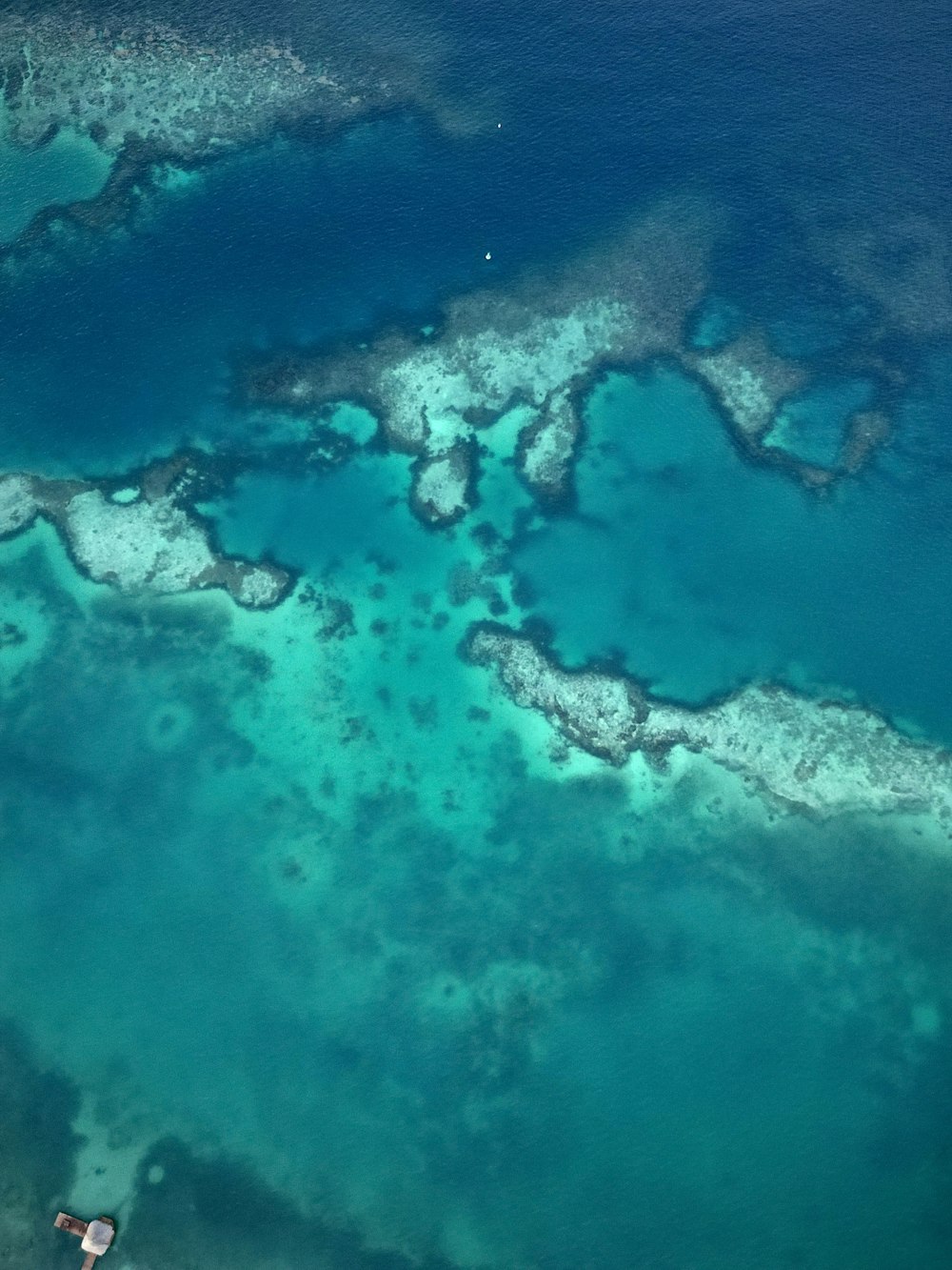 an aerial view of a large body of water