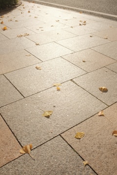 A freshly paved driveway with natural stone patterns under a bright sky.