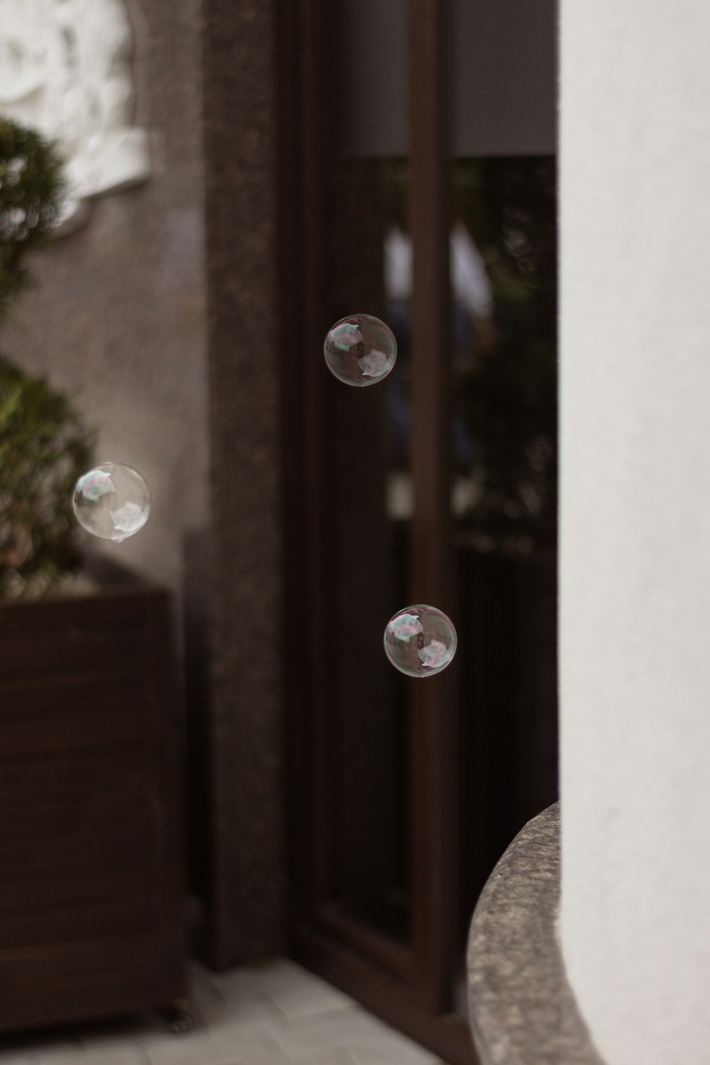 a group of bubbles floating in the air