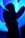 A silhouette of a person holding a wand is depicted against a backdrop of swirling blue neon lights.