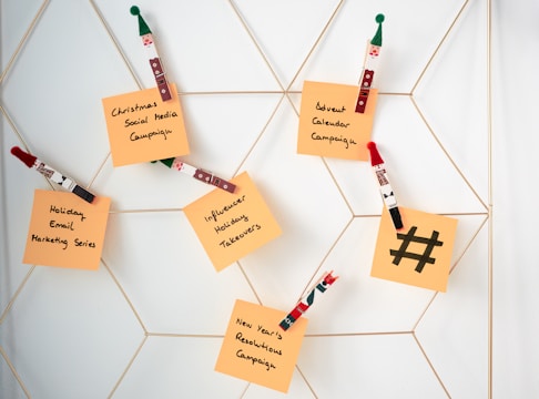 a group of sticky notes attached to a wall