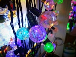 A display of various electric bulbs in vibrant colors.