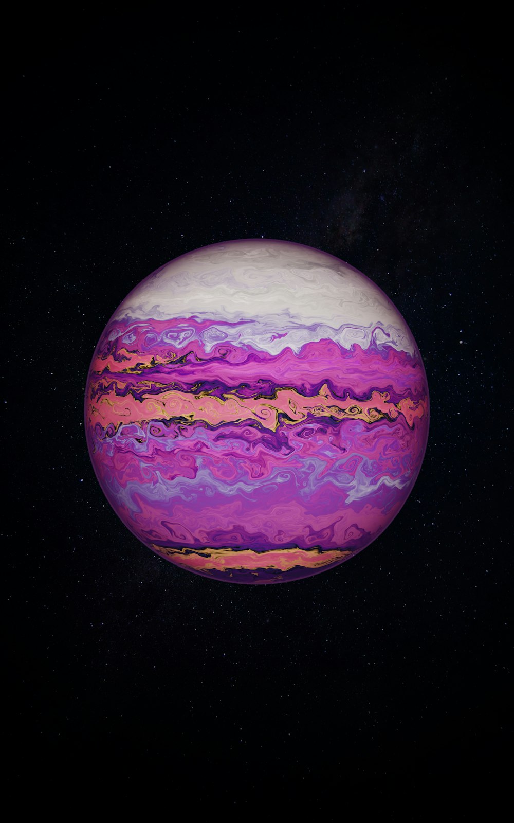 a purple and pink object floating in the air