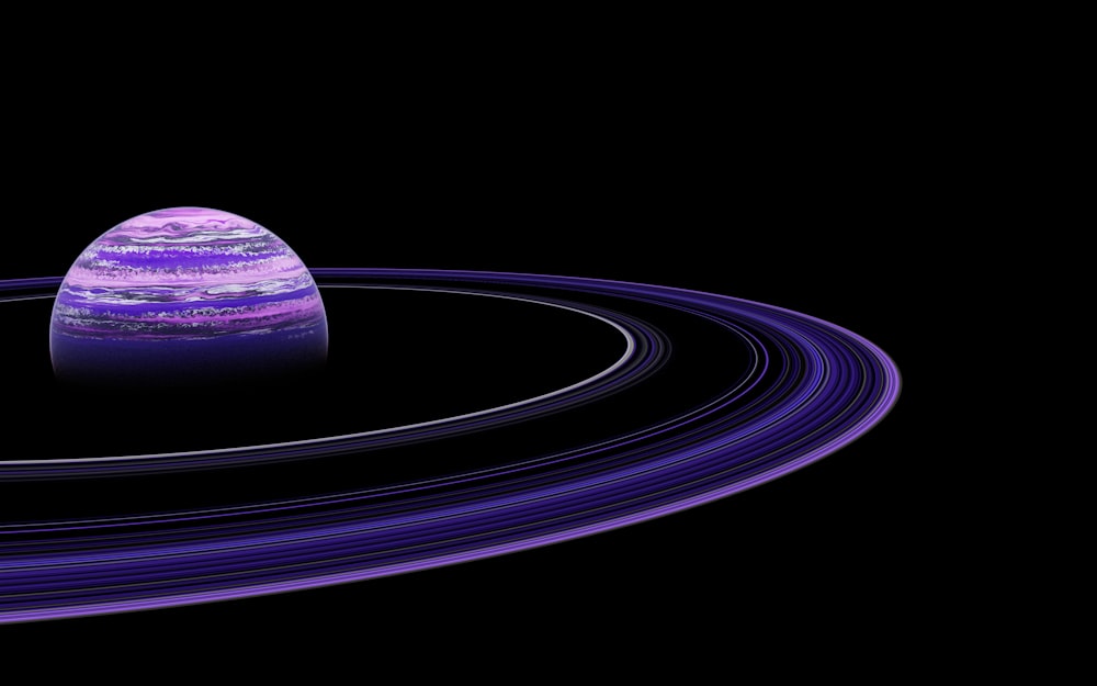 a purple and black object in the middle of a black background